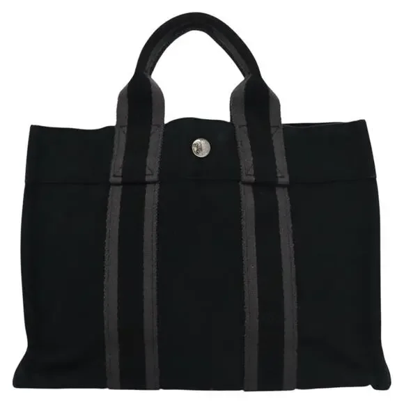 HERMES Fourre Tout PM Hand Bag Canvas Black
